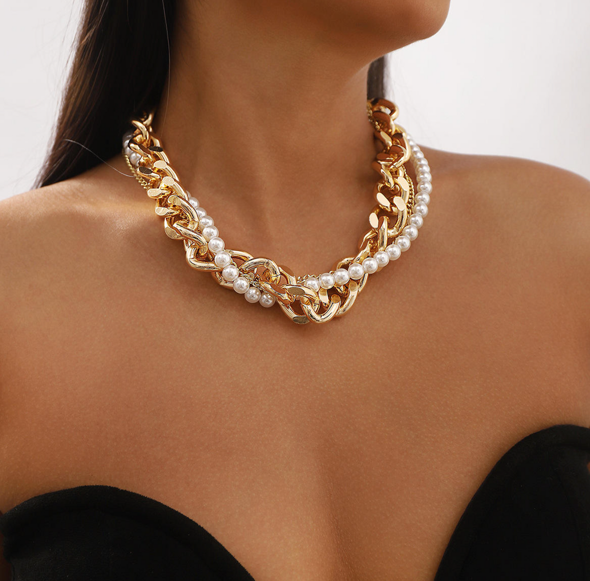 Vintage Pearl Layered Choker Necklace for Women