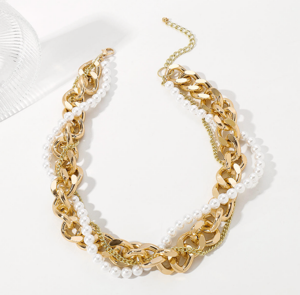 Vintage Pearl Layered Choker Necklace for Women