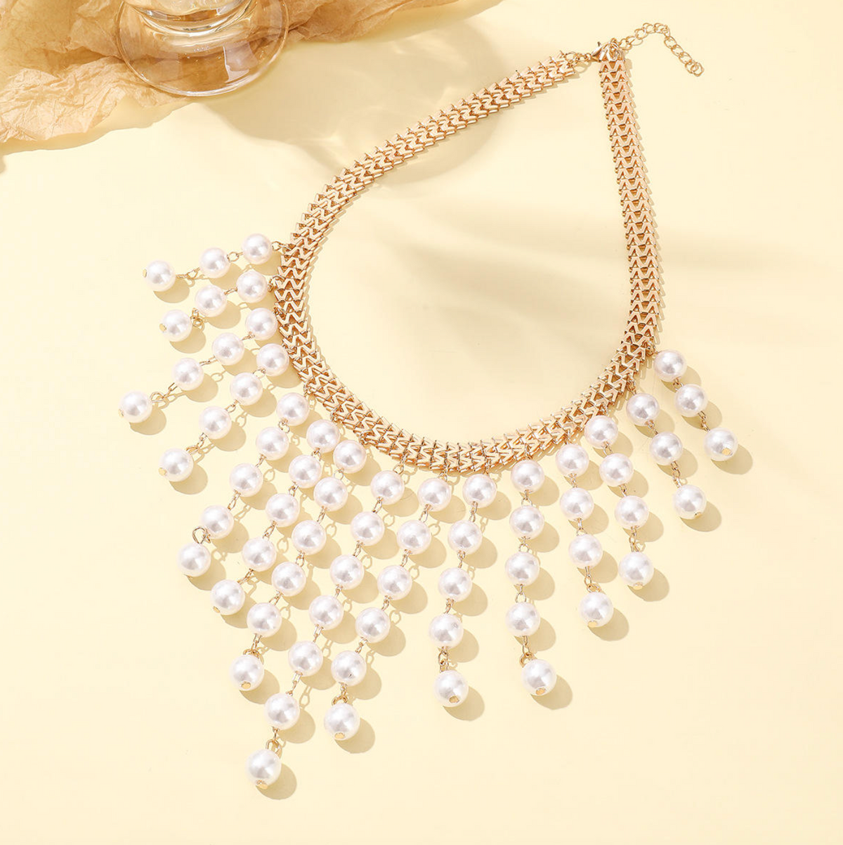 Multi-Layer Long Pearl Tassel Necklace for Women – Elegant Layered Statement Jewelry