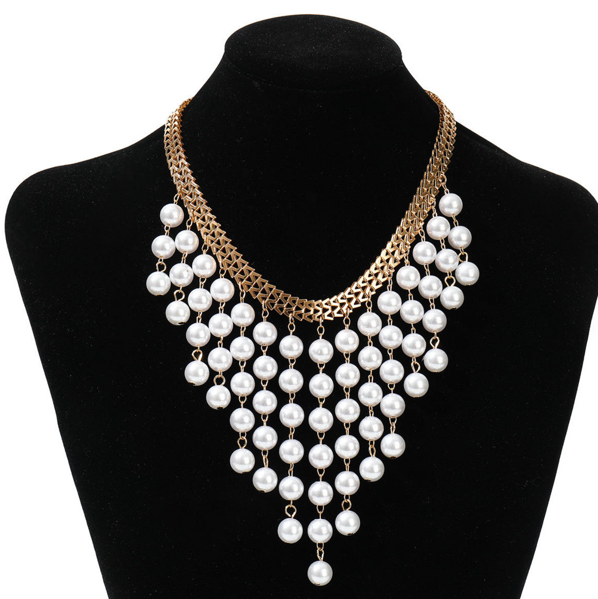 Multi-Layer Long Pearl Tassel Necklace for Women – Elegant Layered Statement Jewelry