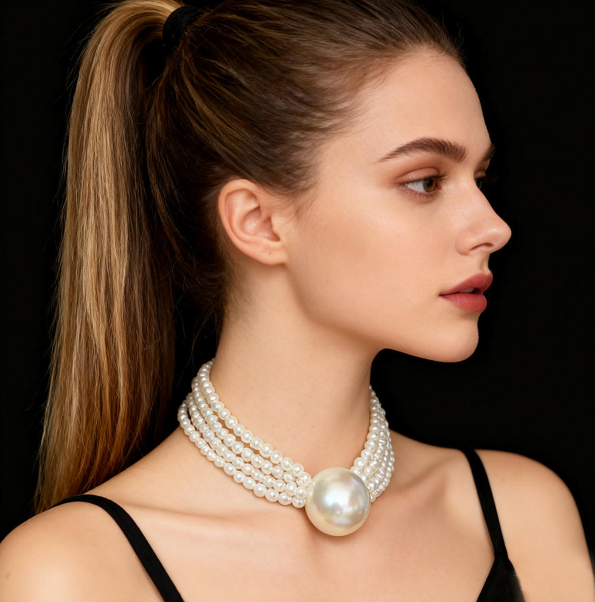 Multi-Layered Faux Pearl Necklace for Women – Elegant Classic Statement Jewelry