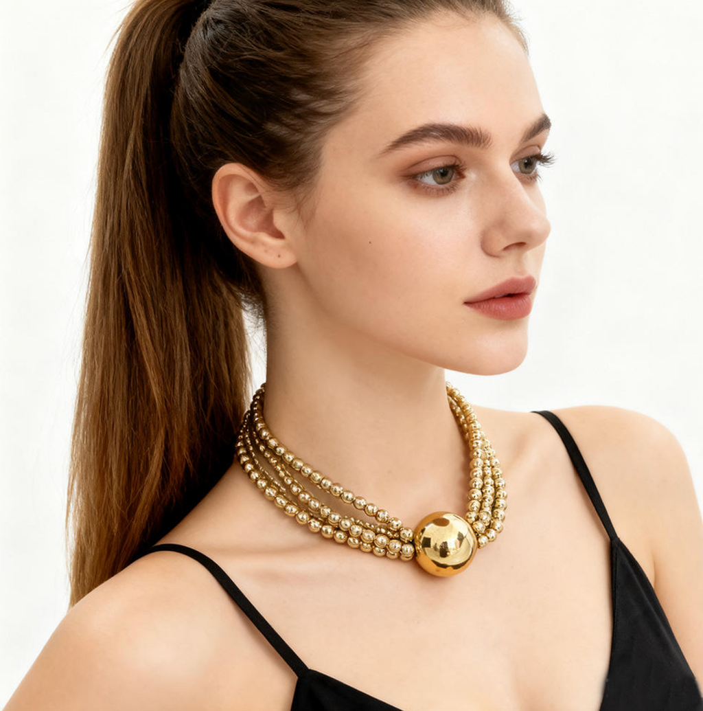 Multi-Layered Faux Pearl Necklace for Women – Elegant Classic Statement Jewelry