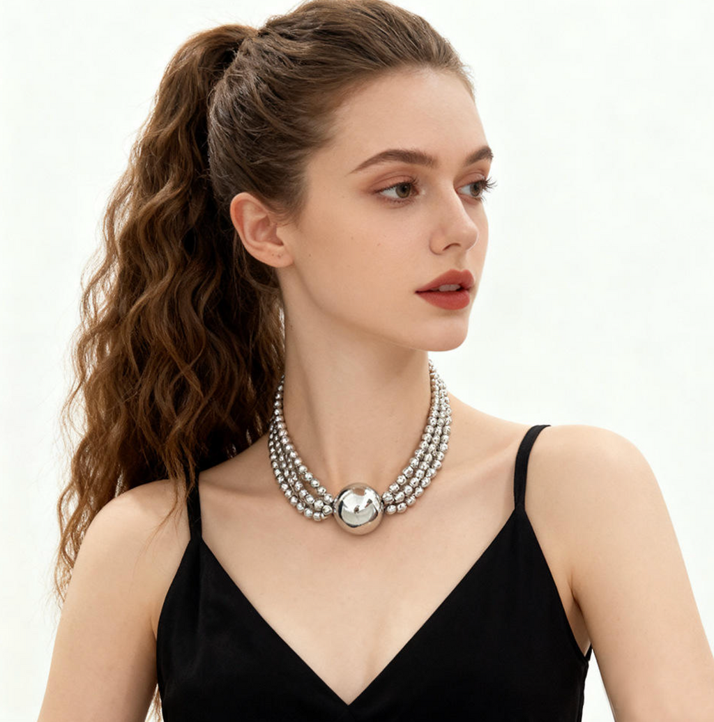 Multi-Layered Faux Pearl Necklace for Women – Elegant Classic Statement Jewelry