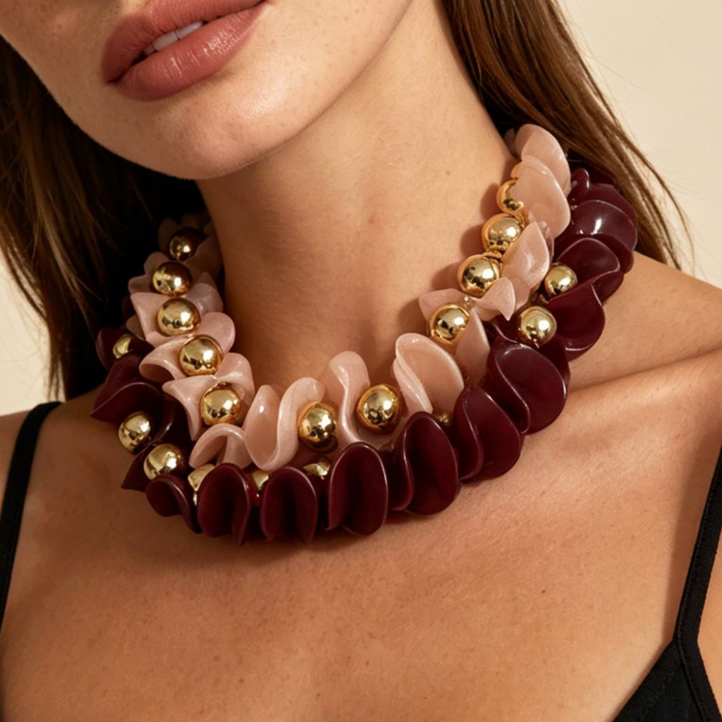 Creative Geometric Beaded Necklace for Women – Trendy Modern Statement Jewelry