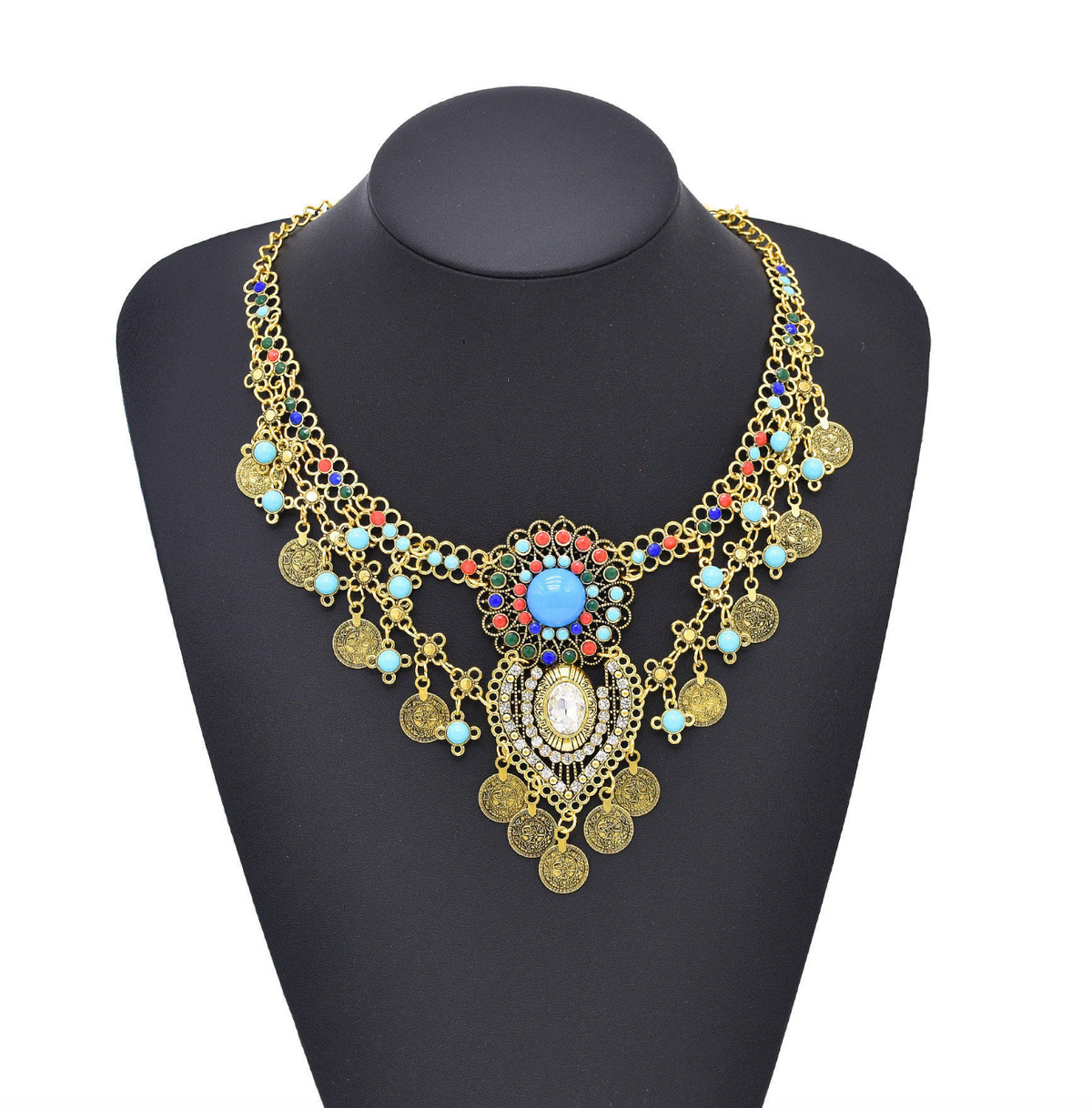 Multi-Beaded Ethnic Statement Necklace for Women – Retro-Inspired Bohemian Fashion Jewelry