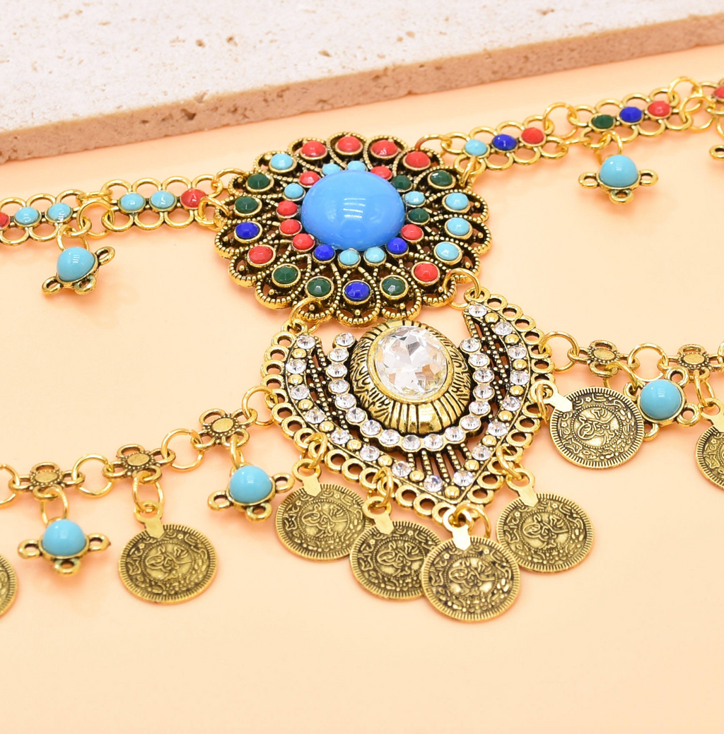 Multi-Beaded Ethnic Statement Necklace for Women – Retro-Inspired Bohemian Fashion Jewelry