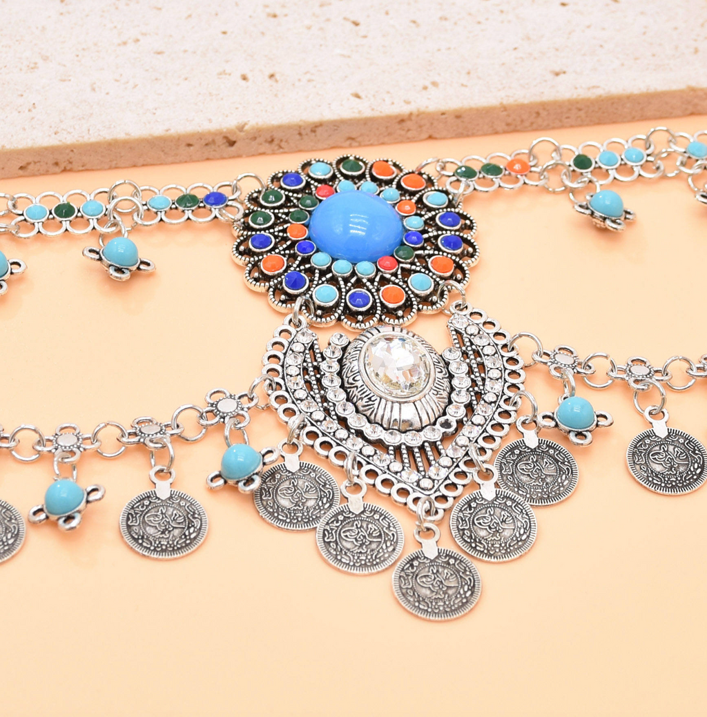 Multi-Beaded Ethnic Statement Necklace for Women – Retro-Inspired Bohemian Fashion Jewelry
